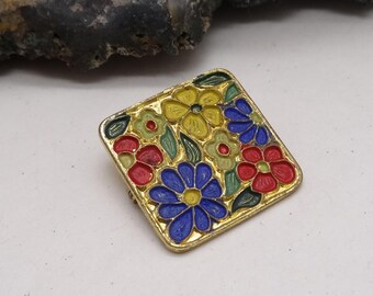 Vintage Cold Painted Enamelled Flower Brooch