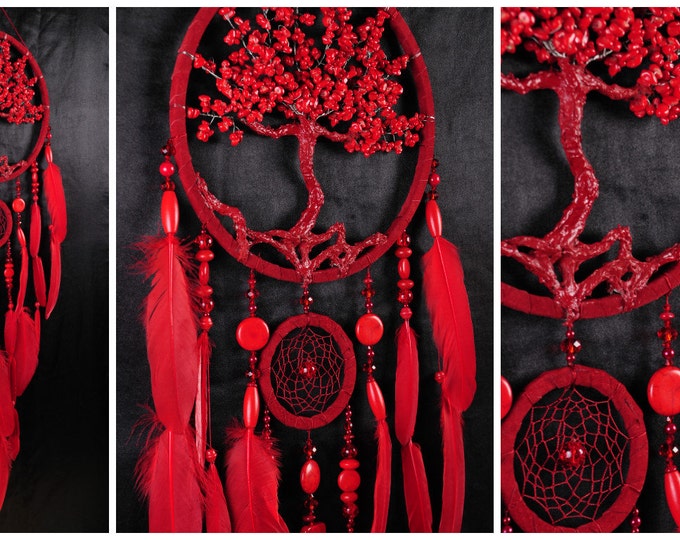 Coral howlite Dream Catcher Tree of life Dreamcatcher red Dream сatcher red dreamcatchers decor handmade Coral howlite gift Valentine's Day