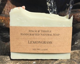 Lemongrass Soap, Natural Soap, Vegan Soap, Palm Free Soap, Handmade Soap, Cold Process Soap