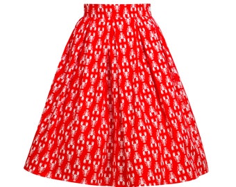 Pin up skirt 50s full circle red poodle skirt with bows