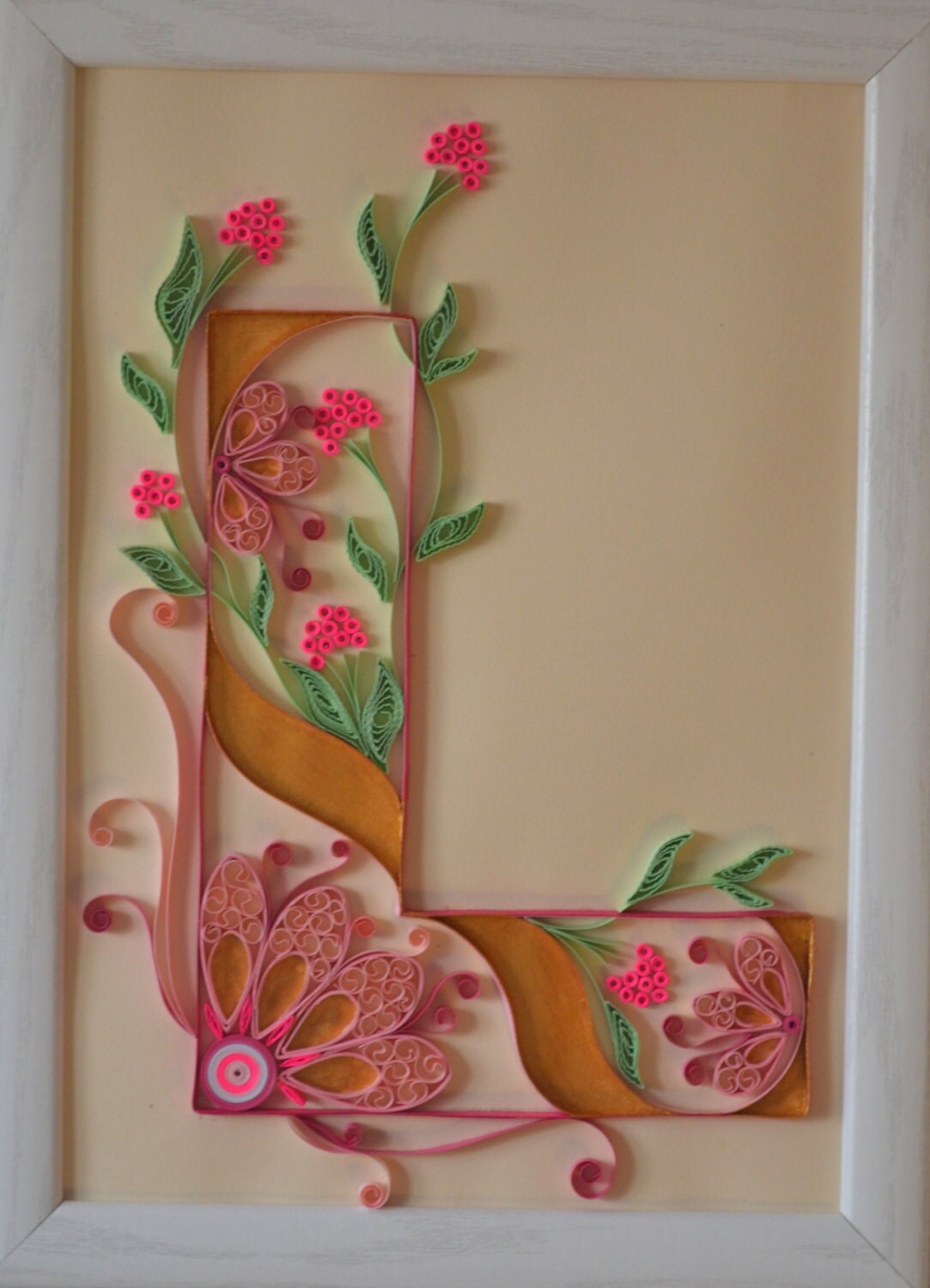 Paper Quilled Monogram Letter L Quilled Letter Personalized