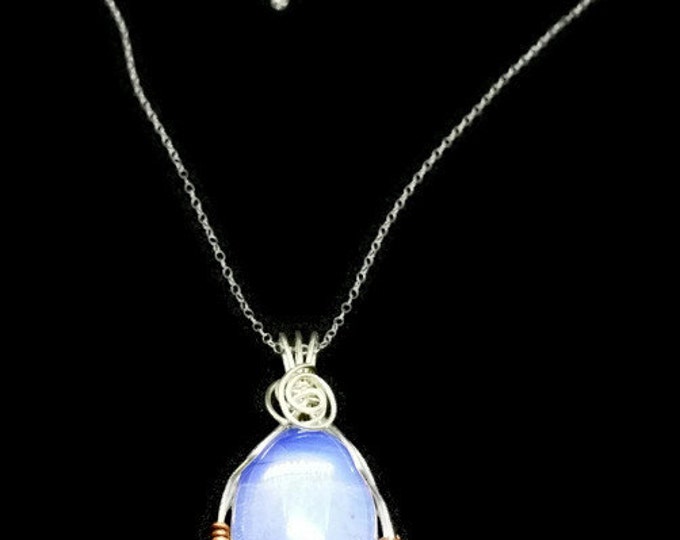 Sterling Silver Wrapped AAA White Crystal Opal Necklace, October Birthstone Necklace, 14th Anniversary Gift, Genuine Gemstone Jewelry