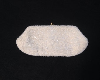Vintage White Beaded Evening Bag