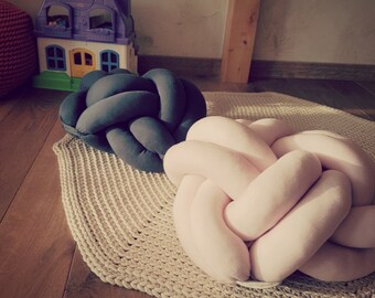 light pink dark gray Knot Pouf - Footstool Pouf - Bean Bag Chairs- Knot Floor Cushions - Kids Furniture - Home Decor - Ottoman