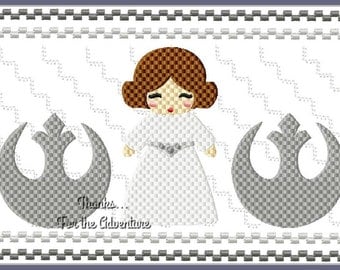 Star Wars Princess Leia Faux Smocking Digital Embroidery Machine Design File 4x4 5x7 6x10
