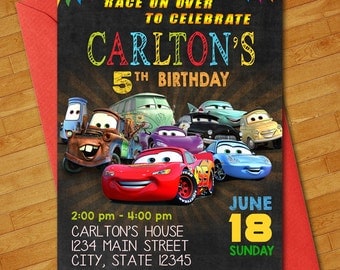 Cars Birthday Invitations, Cars Invitation, Lightening McQueen Invitation, Lightening McQueen Birthday Invitation, Cars Invites R-46
