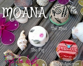 Moana inspired mini bath bomb set, Pua, Maui, Polynesian, princess