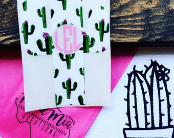 Cactus Monogram Decal {choose your own colors}