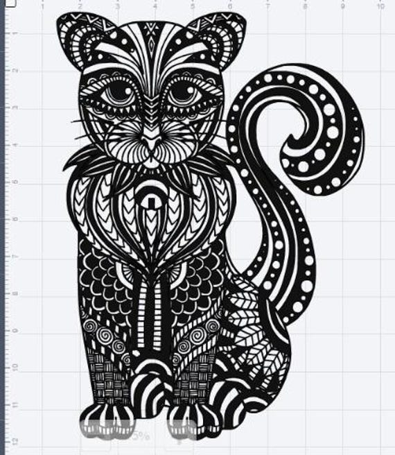 Download Mandala Cat Design SVG EPS DXF Studio 3 Cut File