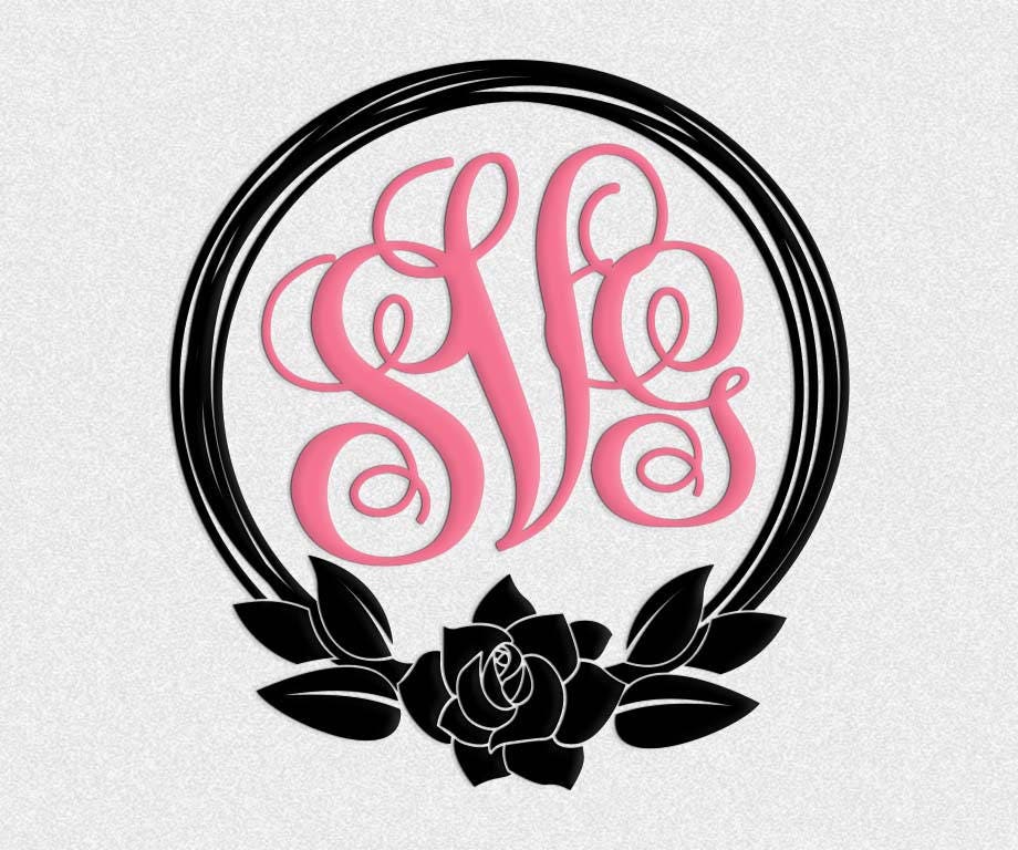 Download wreath roses svg, hand drawn svg, circle, monogram, monogrammed, leaves, flourishes, laurel ...