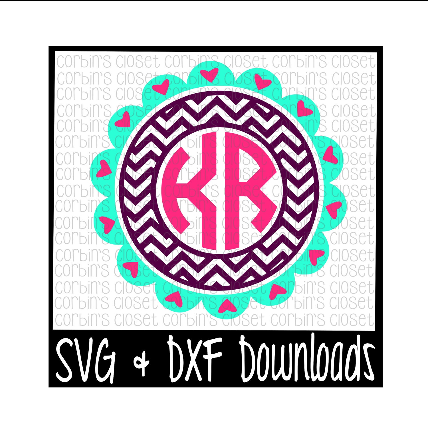 Download Circle Monogram SVG Valentine Monogram SVG Cut File dxf