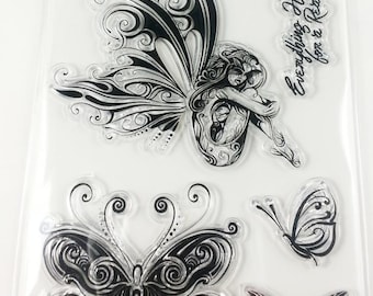 Clear stamp set acrylic silicone stamp fairy fairy Butterfly saying flower ornaments scrapbooking scrapbook clear stamps