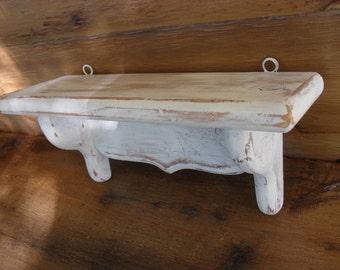 Vintage Wood Wall Shelf Rustic Shabby Chic Country Primitive Farmhouse French Cottage Distressed