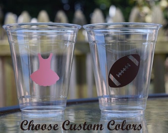 20 Touchdowns or Tutus Gender Reveal Cups, BPA Free, 9 12 & 16 oz Cups, Touchdowns or Tutus Cups, Footballs or Tutus Cups, Disposable Cups