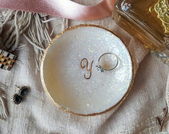 Monogram Opal Ring Dish, Customized Jewelry Plate, Trinket Tray, Wedding Ring Dish, Gift for Her, Bridesmaid Gift, Bridal Party Gifts,