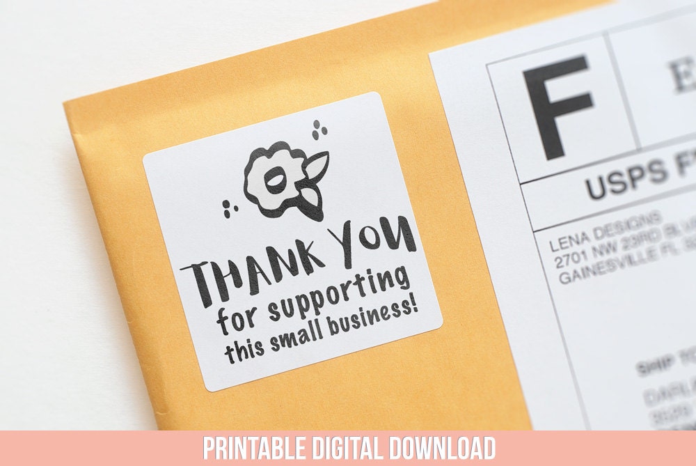 thank you sticker printable stickers small business