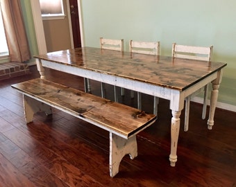 64 in. Kids Farmhouse Table with chairs and/or bench