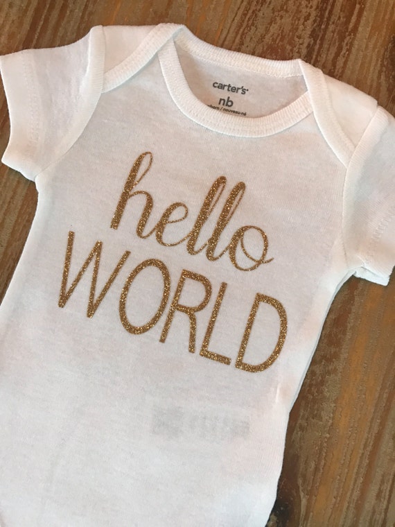 Hello World Bodysuit New Baby Outfit Take Home Outfit Baby