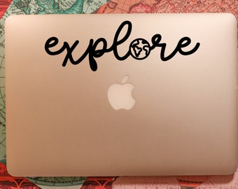 EXPLORE vinyl decal || travel macbook laptop sticker