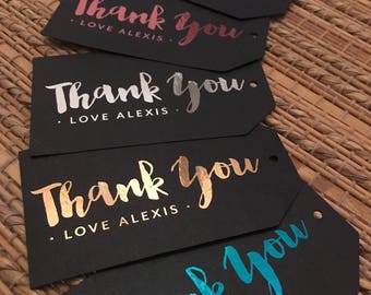 FOILED Personalised | Personalized Thank You Tags | Gift Tags | Hang Tags | Swing Tags | Metallic | Gold | Rose Gold | Silver | Pink | Teal