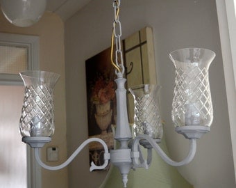 3 Arm Glass Grey Metal Ceiling Light Chandelier Shabby Chic FREE Delivery within 10-mile radius of EN3