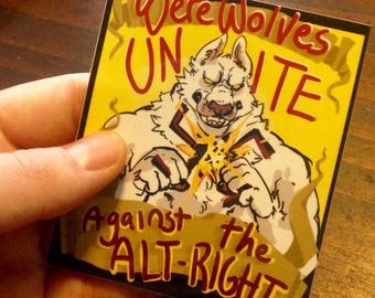 Antifa "werewolves unite against the alt-right" 3x3.5 sticker
