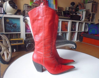 leather red boots vgc made in italy
