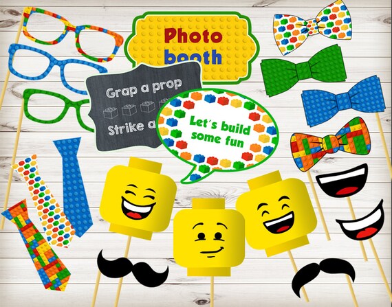 Lego photo booth Lego photo props Lego head by FineDesignByJulia