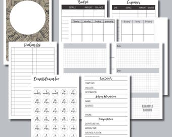 A6 Sized: Vacation Planning Printable Insert for Travelers Notebook