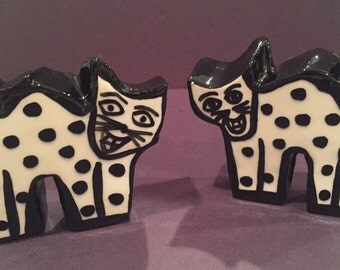 Whimsical Salt and Pepper Shaker ~ Funky Salt and Pepper Shaker ~ Ceramic Cat Salt and Pepper Shaker ~ Gift for Cat Lover ~ Cat Polka Dots
