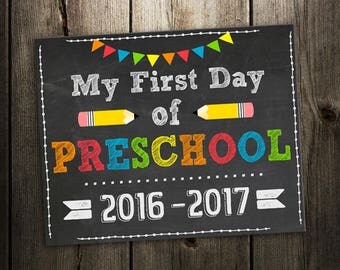 First Day of School Sign, First Day of Preschool Sign, Instant Download, Chalkboard Sign, Back to School, 1st Day, Sign, digital, printable