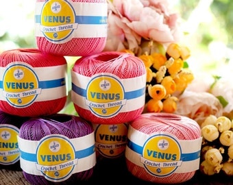 Mercerized Cotton 100% Yarn l Crochet Thread #20 l Venus Cotton Lace Yarn l 50 grams