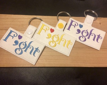 Embroidered F;GHT Keychain - Semicolon - Suicide Awareness - Key Fob - Suicide - Key Chain - Awareness - Custom Colors - Stocking Stuffer