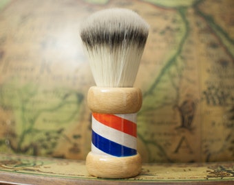 Shaving Brush Essentia brushes woodturned with airbrushing barber pole