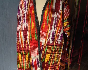Uzbek Silk Ikat Tribal Kimono Ethnic Coat
