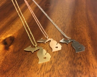 Michigan Necklace - Michigan Pendant - Michigan Charm - Michigan Outline - Michigan Jewelry - Michigan - Mich Jewelry - Mich