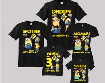 Minions Birthday Shirt Custom personalized shirts for all family, Black s2