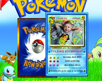 pokemon invitation, pokemon birthday invitation, pokemon birthday, pokemon card, pokemon party, pokemon invite, pokemon go, pokemon Blue