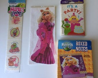 Vintage Muppets Miss Piggy stationary Muppet Babies stickers Birthday invitations