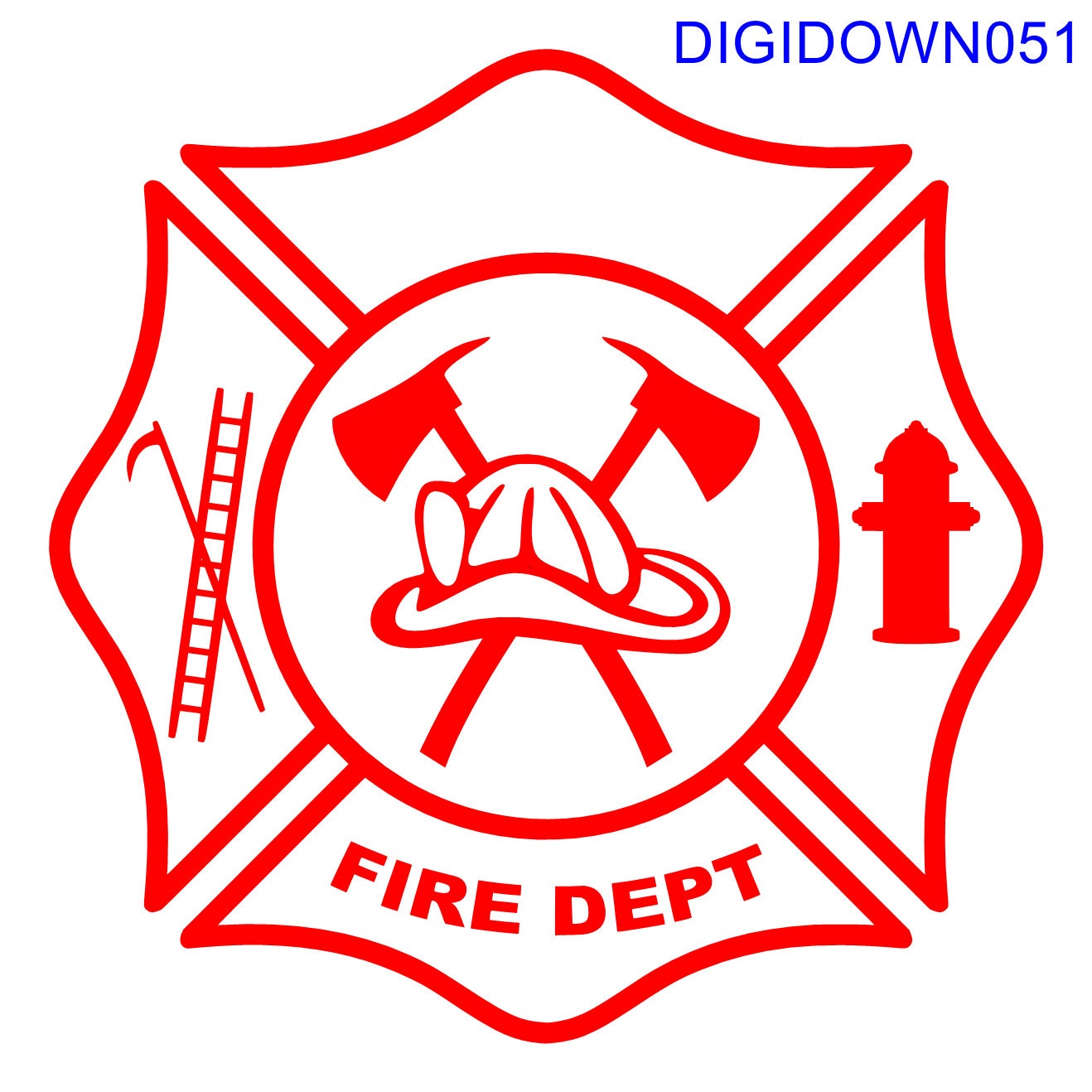 Download Maltese Cross Fire Dept Logo w/Hook, Ladder, Hydrant, Hat ...