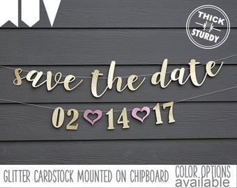 save the date banner, Engagement party, wedding invitation, gold glitter party decorations, cursive banner