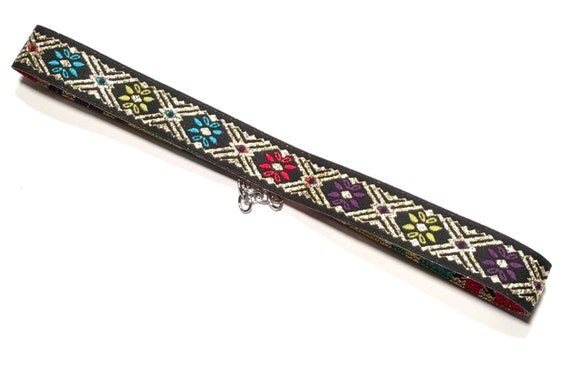 Floral | Tribal Print| Black | Gold | Colorful Choker | Double sided | VIRI