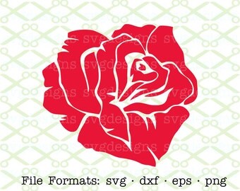 Rose SVG, Dxf, Eps & Png. Digital Cut Files for Cricut, Rose Silhouette; Valentine Svg File, Flower Svg Design, Flower Silhouette SVG Floral