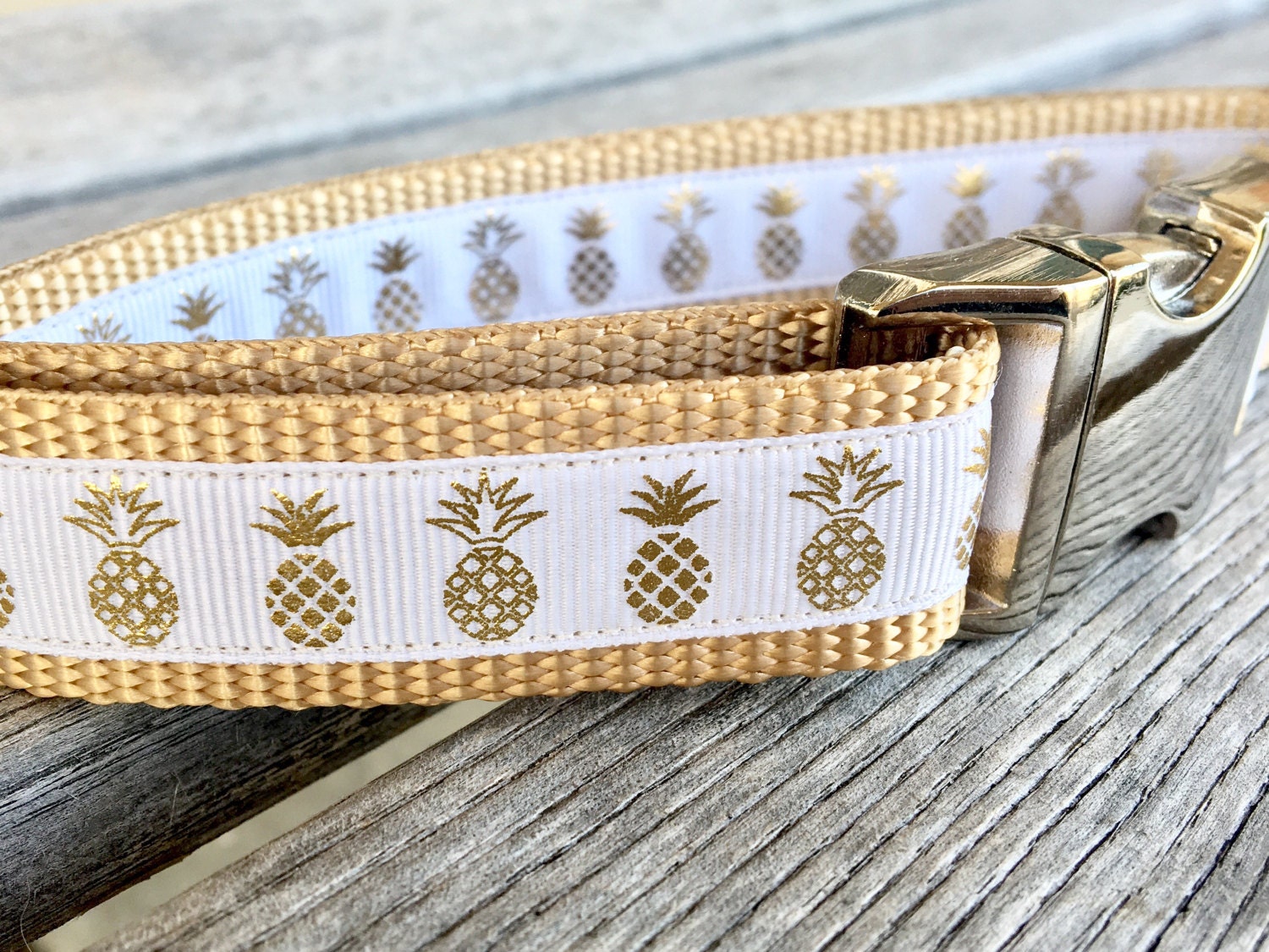 Gold Pineapple 1 Dog Collar Gold Pineapple Dog Collar