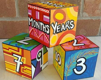 Made to order Baby Blocks. Custom Baby Blocks,Baby Room,Baby Decor ,Nursery Art, Age Blocks ,Baby Age Blocks, Wooden Blocks,Baby Shower Gift