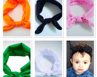 Baby girls headband, Knot headband, baby turban headband, orange Headband, green headband, black headband, white headband, pink headband