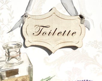 Toilette Sign, Toilet Sign, French Door Sign, Toilet Door Sign, Chateau Style Sign, Hand Painted Sign, Wall Art, Handmade Sign, Wooden Sign