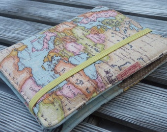 Travel organizer, Travel wallet, Passport holder, Holder for 2 passports, Passport cover, passport wallet, Gift for Traveler - world map