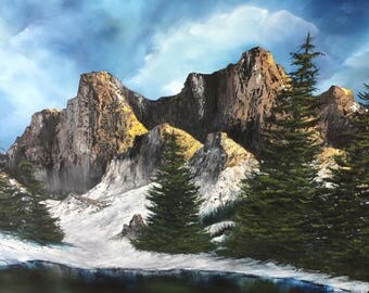 Mountain scene oil painting