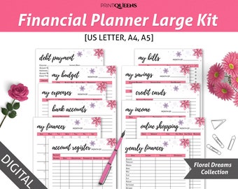Financial Planner Inserts, Financial Printables, Budget Planner Printable, Budget Binder, Finance Planner, Finance Binder, A5/A4/US Letter